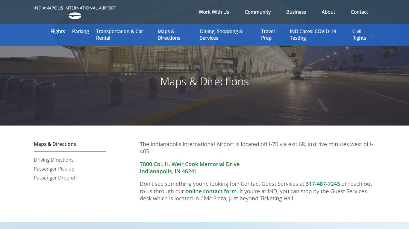 Maps & Directions | Indianapolis Airport Authority