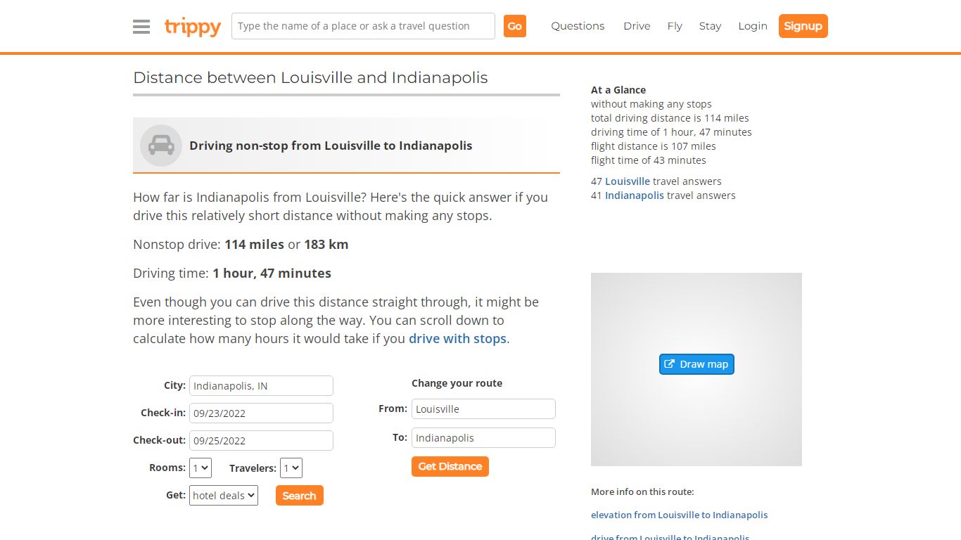 How far is Indianapolis from Louisville - driving distance - Trippy